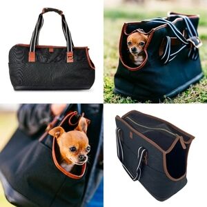 Vibrant Life Small Pet Soft-Side Tote Bag Carrier, Black and Brown